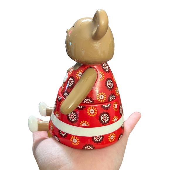 Little Friends Teddy Bear Covered Storage Jar Trinket Dish Container - Picture 4 of 9